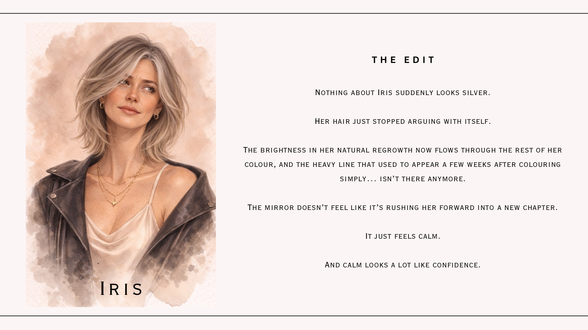 Iris — the edit — page preview, blurred to protect the content